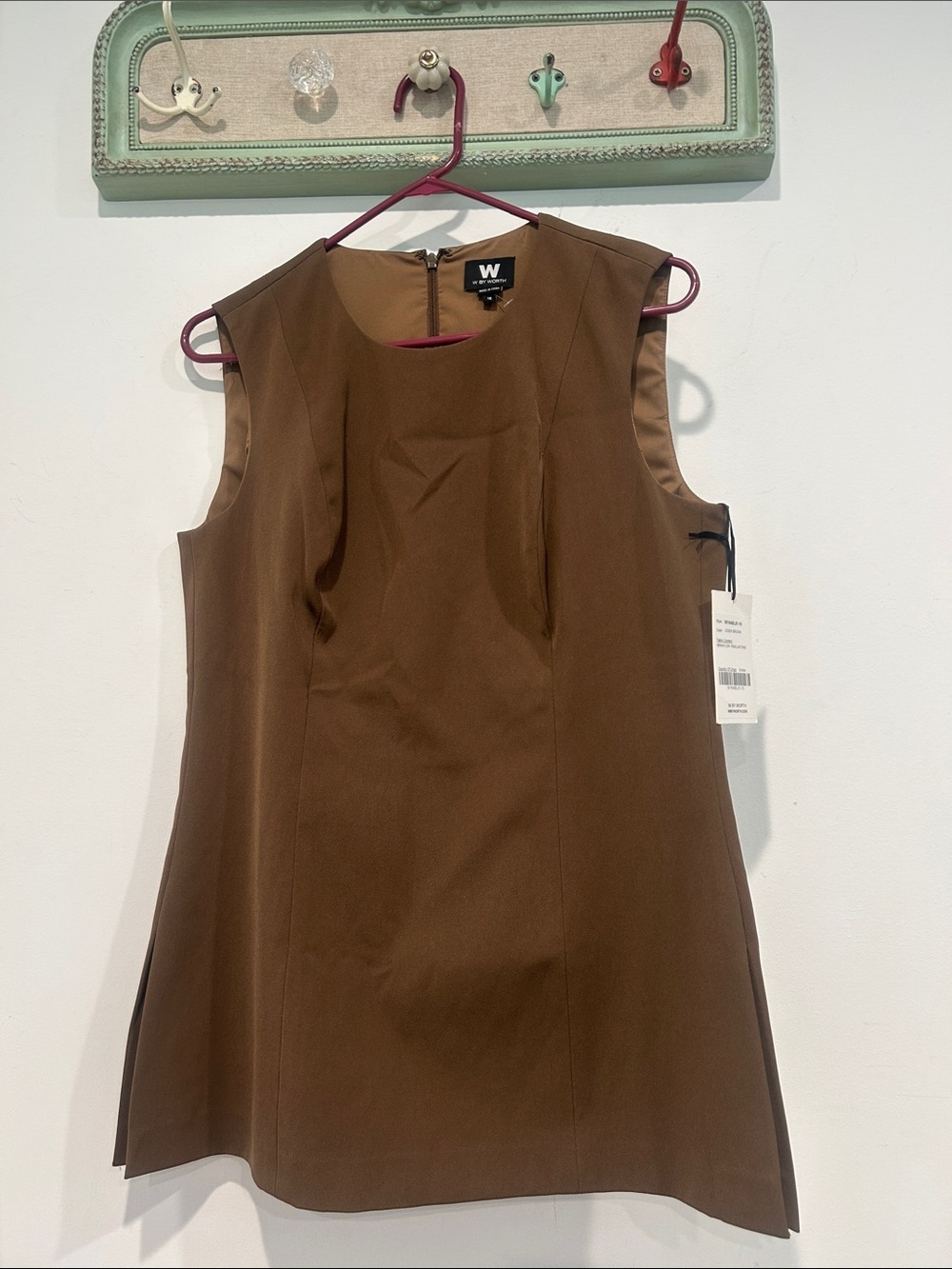 W by Worth Chocolate Brown Sleeveless tunic top with side slip size 10 women’s